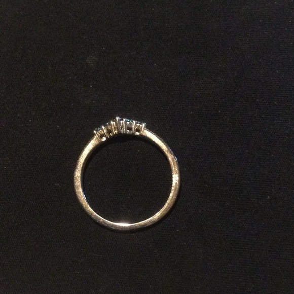 Sterling Silver Blue Spinel and Aqua CZ Ring - Picture 4 of 5